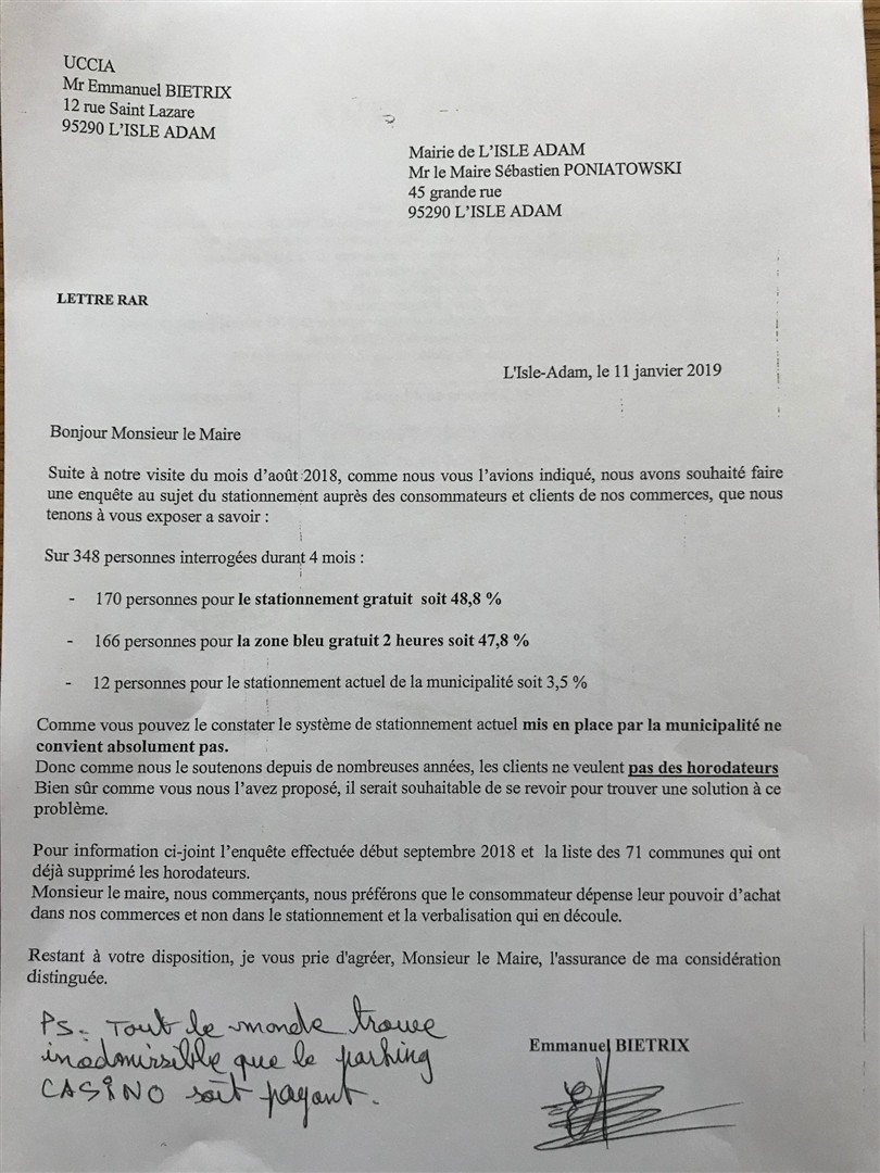 enquete stationnement l'isle-adam consommateur